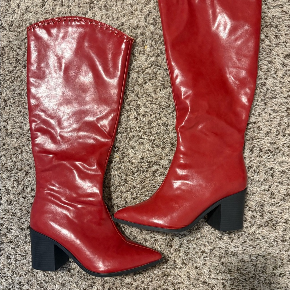 Wide Calf (Size 8W) Journee Collection Red Heeled Boots